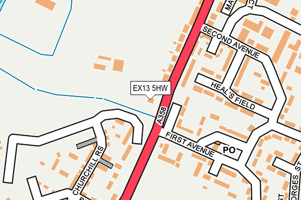 EX13 5HW map - OS OpenMap – Local (Ordnance Survey)