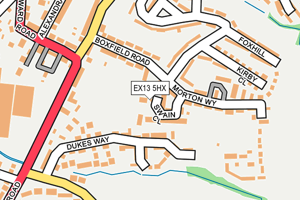 EX13 5HX map - OS OpenMap – Local (Ordnance Survey)