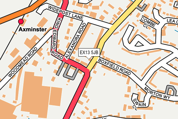 EX13 5JB map - OS OpenMap – Local (Ordnance Survey)
