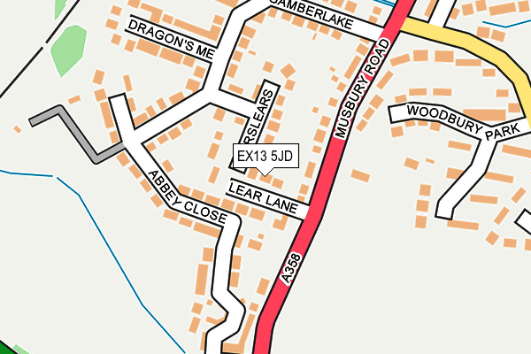 EX13 5JD map - OS OpenMap – Local (Ordnance Survey)