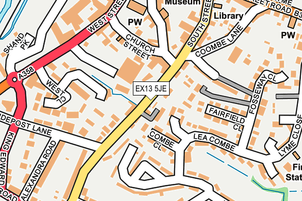 EX13 5JE map - OS OpenMap – Local (Ordnance Survey)