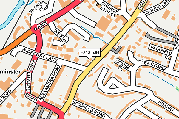 EX13 5JH map - OS OpenMap – Local (Ordnance Survey)