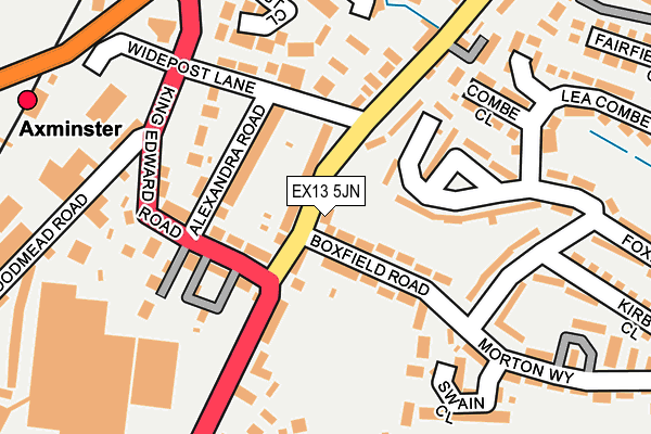 EX13 5JN map - OS OpenMap – Local (Ordnance Survey)