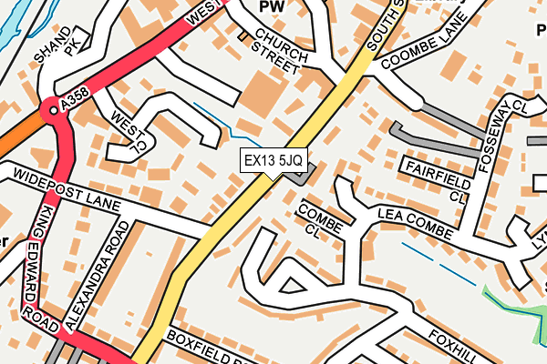 EX13 5JQ map - OS OpenMap – Local (Ordnance Survey)