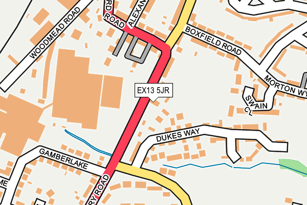 EX13 5JR map - OS OpenMap – Local (Ordnance Survey)