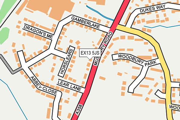 EX13 5JS map - OS OpenMap – Local (Ordnance Survey)