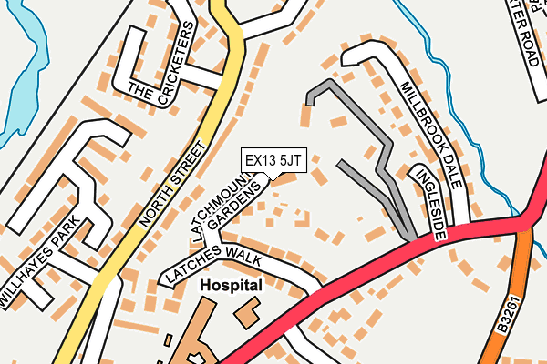 EX13 5JT map - OS OpenMap – Local (Ordnance Survey)