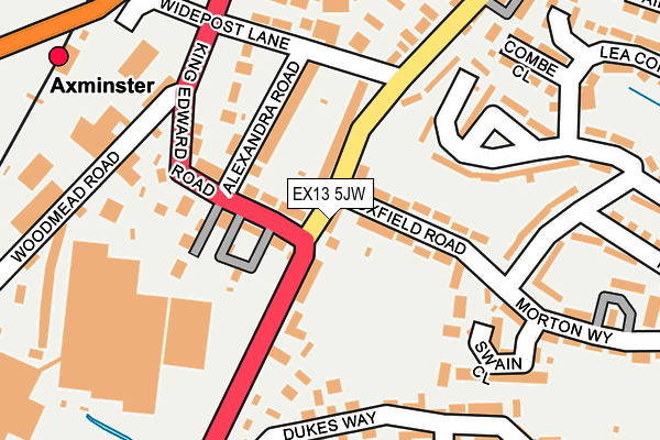 EX13 5JW map - OS OpenMap – Local (Ordnance Survey)