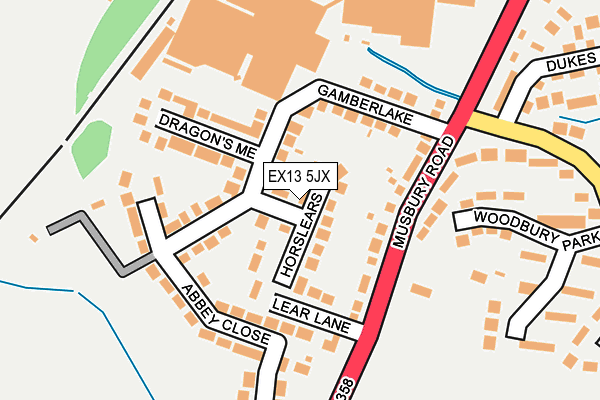 EX13 5JX map - OS OpenMap – Local (Ordnance Survey)