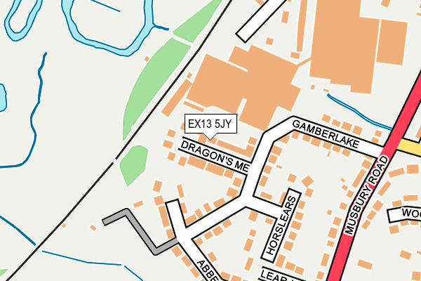 EX13 5JY map - OS OpenMap – Local (Ordnance Survey)