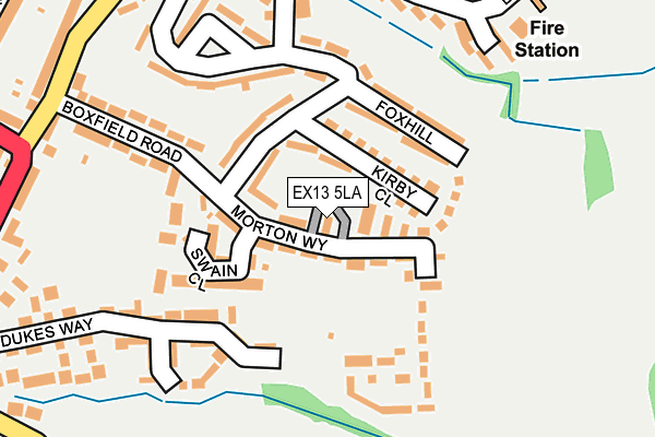 EX13 5LA map - OS OpenMap – Local (Ordnance Survey)