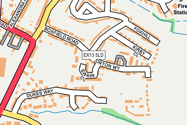 EX13 5LD map - OS OpenMap – Local (Ordnance Survey)