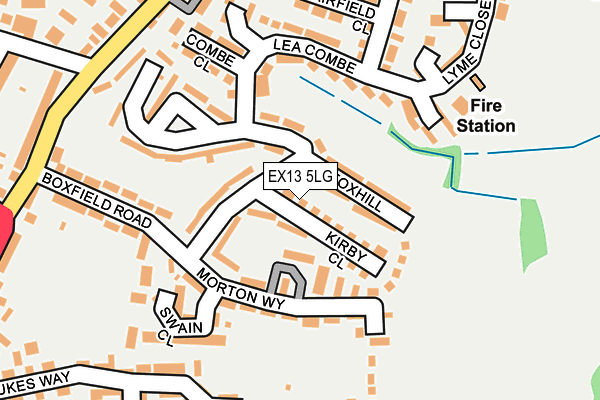 EX13 5LG map - OS OpenMap – Local (Ordnance Survey)