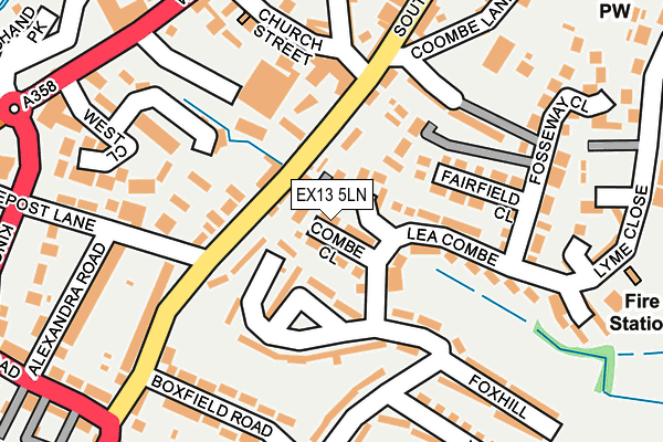 EX13 5LN map - OS OpenMap – Local (Ordnance Survey)