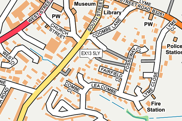 EX13 5LY map - OS OpenMap – Local (Ordnance Survey)