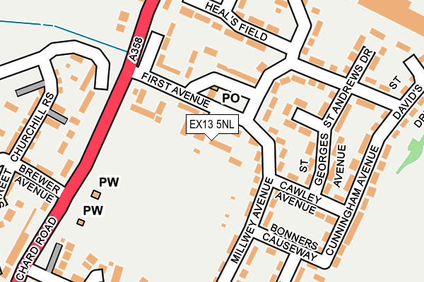 EX13 5NL map - OS OpenMap – Local (Ordnance Survey)