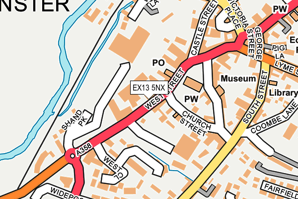 EX13 5NX map - OS OpenMap – Local (Ordnance Survey)