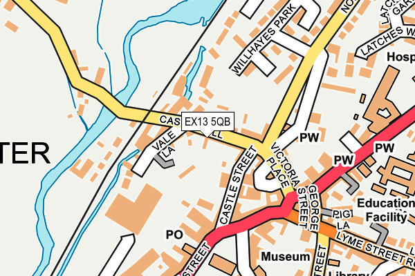 EX13 5QB map - OS OpenMap – Local (Ordnance Survey)