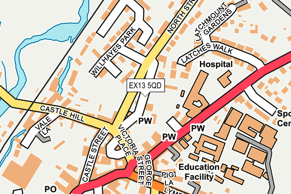 EX13 5QD map - OS OpenMap – Local (Ordnance Survey)