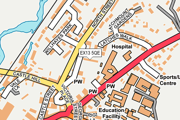 EX13 5QE map - OS OpenMap – Local (Ordnance Survey)