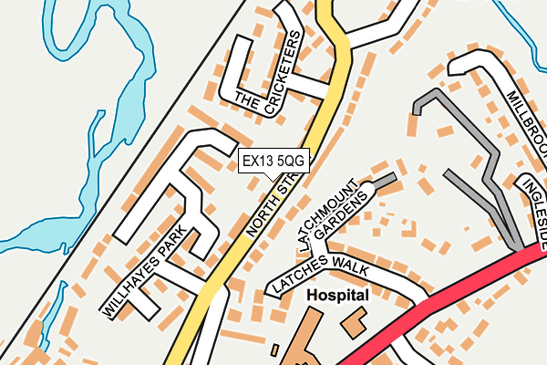 EX13 5QG map - OS OpenMap – Local (Ordnance Survey)