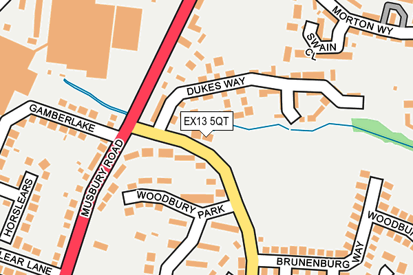 EX13 5QT map - OS OpenMap – Local (Ordnance Survey)