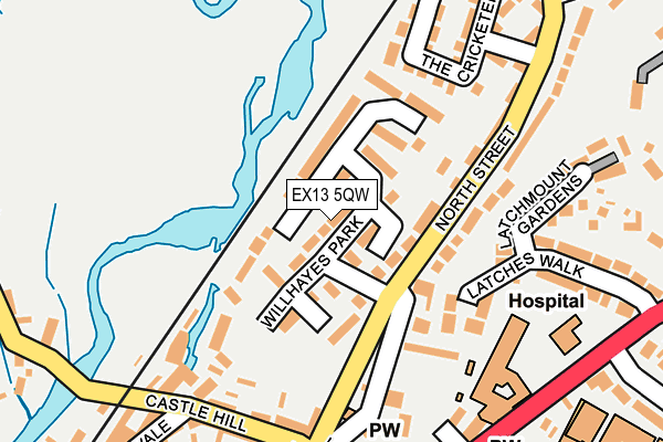 EX13 5QW map - OS OpenMap – Local (Ordnance Survey)