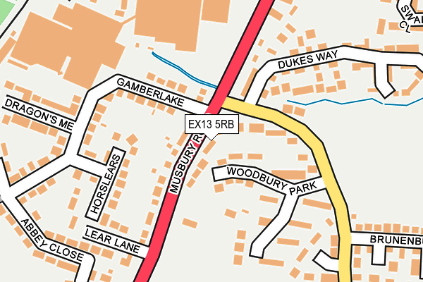 EX13 5RB map - OS OpenMap – Local (Ordnance Survey)