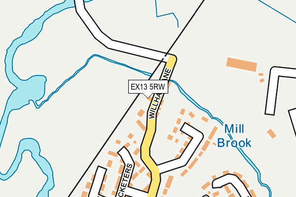 EX13 5RW map - OS OpenMap – Local (Ordnance Survey)