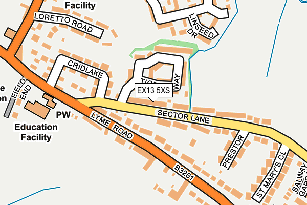 EX13 5XS map - OS OpenMap – Local (Ordnance Survey)