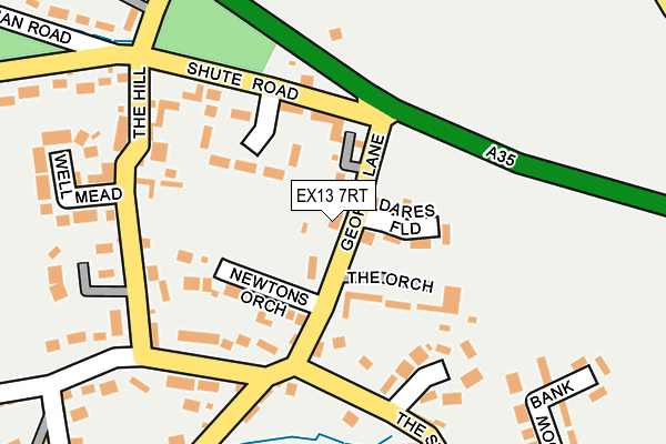 EX13 7RT map - OS OpenMap – Local (Ordnance Survey)