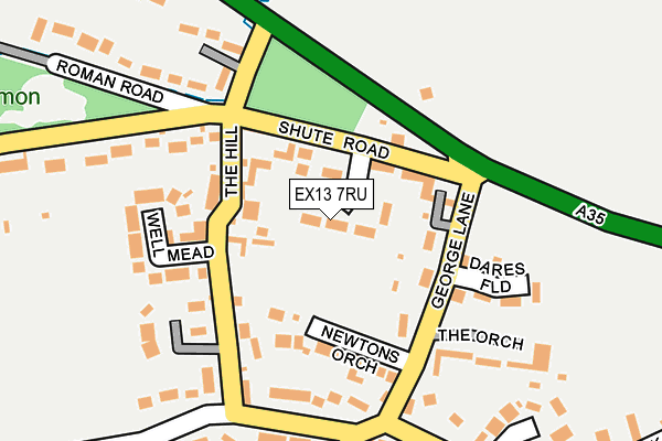 EX13 7RU map - OS OpenMap – Local (Ordnance Survey)