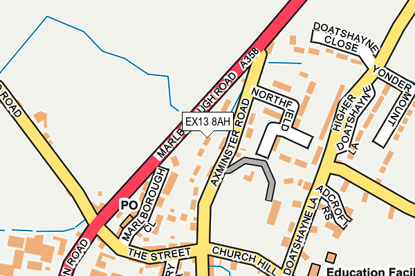 EX13 8AH map - OS OpenMap – Local (Ordnance Survey)