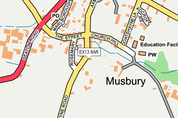 EX13 8AR map - OS OpenMap – Local (Ordnance Survey)