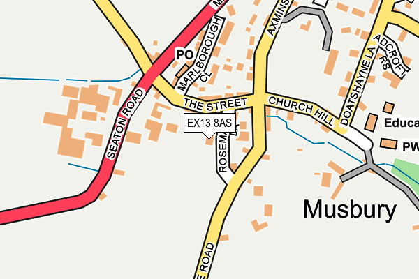 EX13 8AS map - OS OpenMap – Local (Ordnance Survey)