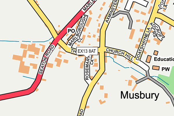 EX13 8AT map - OS OpenMap – Local (Ordnance Survey)