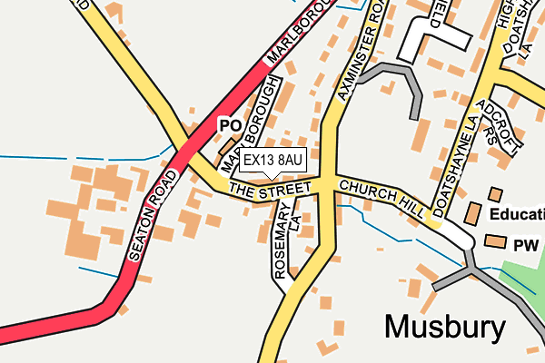 EX13 8AU map - OS OpenMap – Local (Ordnance Survey)