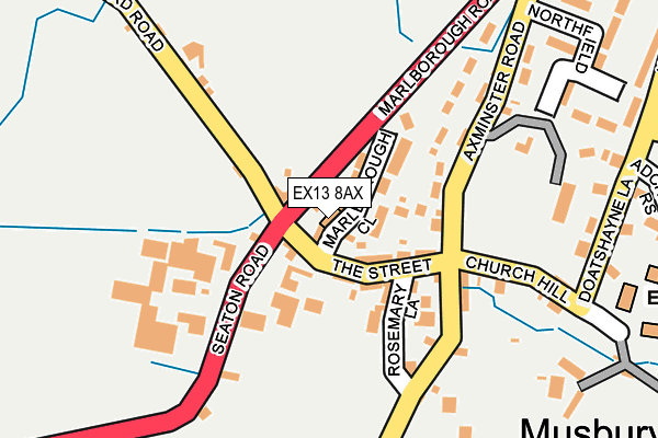 EX13 8AX map - OS OpenMap – Local (Ordnance Survey)