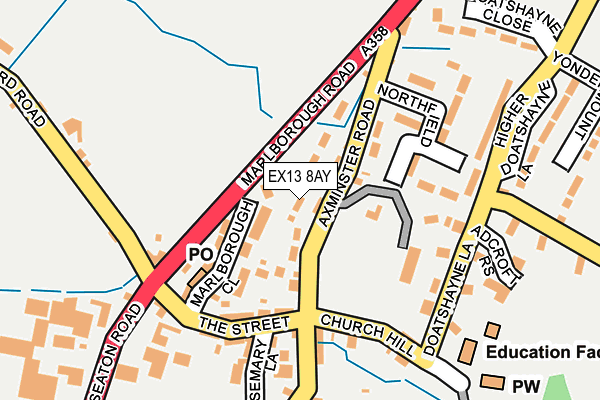 EX13 8AY map - OS OpenMap – Local (Ordnance Survey)
