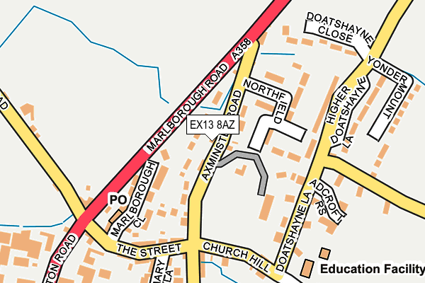 EX13 8AZ map - OS OpenMap – Local (Ordnance Survey)