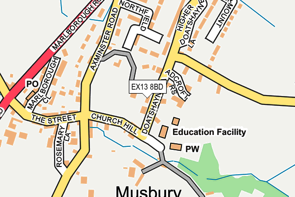 EX13 8BD map - OS OpenMap – Local (Ordnance Survey)