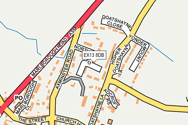 EX13 8DB map - OS OpenMap – Local (Ordnance Survey)