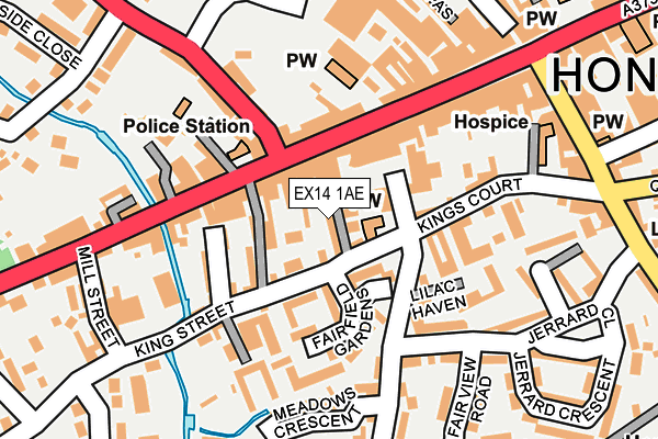 EX14 1AE map - OS OpenMap – Local (Ordnance Survey)
