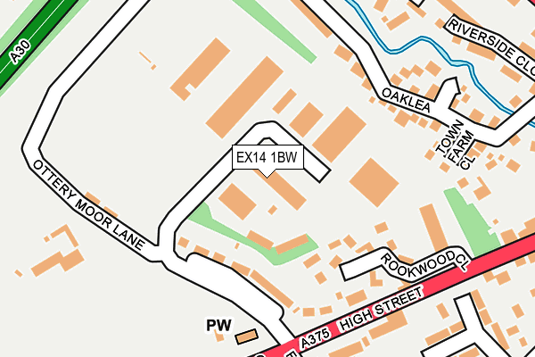 EX14 1BW map - OS OpenMap – Local (Ordnance Survey)