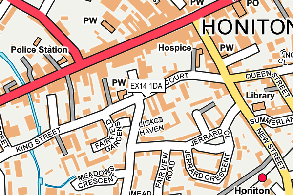 Map of HONITON INDOOR STORAGE LTD at local scale