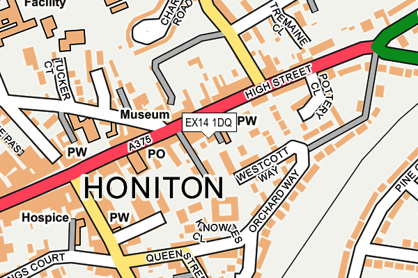 EX14 1DQ map - OS OpenMap – Local (Ordnance Survey)