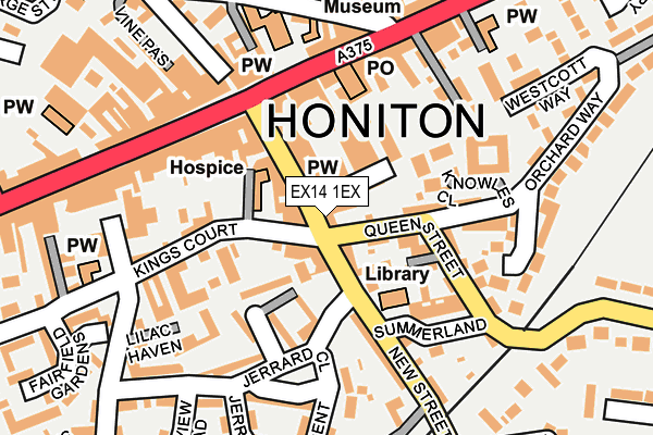 EX14 1EX map - OS OpenMap – Local (Ordnance Survey)