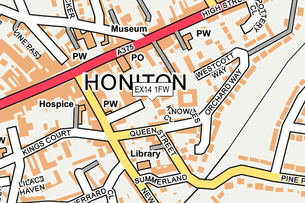 EX14 1FW map - OS OpenMap – Local (Ordnance Survey)