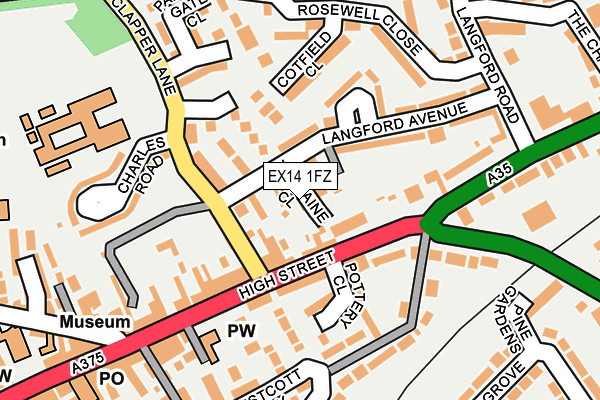 EX14 1FZ map - OS OpenMap – Local (Ordnance Survey)