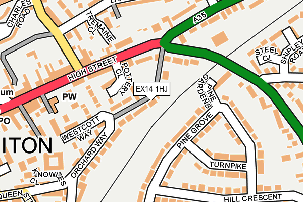 EX14 1HJ map - OS OpenMap – Local (Ordnance Survey)